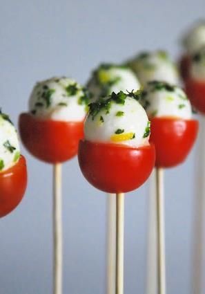Caprese pops - hors d'oeuvres on a stick image