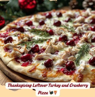 Thanksgiving Leftover Turkey and Cranberry Pizza image