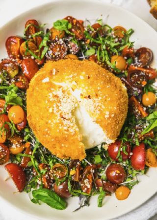 Fried Burrat with Balsamic-Marinated Tomatoes image