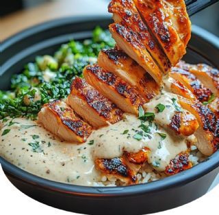 Chicken & Rice Bowls with Creamy Garlic Sauce image