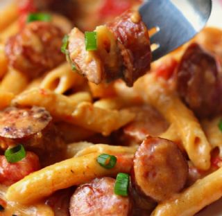 Cheesy sausage pasta image