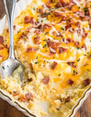 Creamy cheesy  chicken and rice bake image