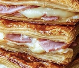 Crispy Ham and Cheese Puff Pastry Stacks image