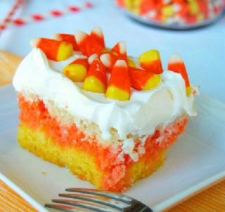 CANDY CORN POKE CAKE image