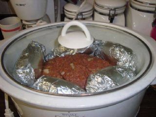 CROCKPOT MEATLOAF & BAKED POTATOES image