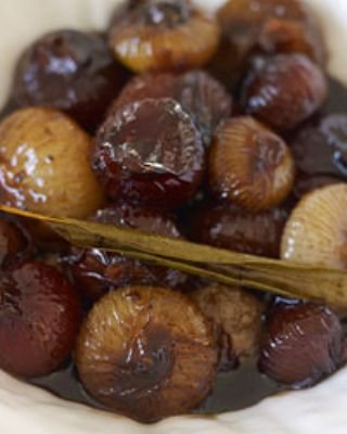 Balsamic-Glazed Cipollini with Lemon and Bay Leaves image