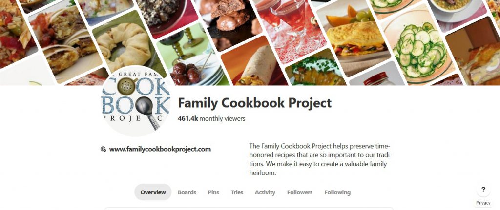 Family Cookbook Project Pinterest Account