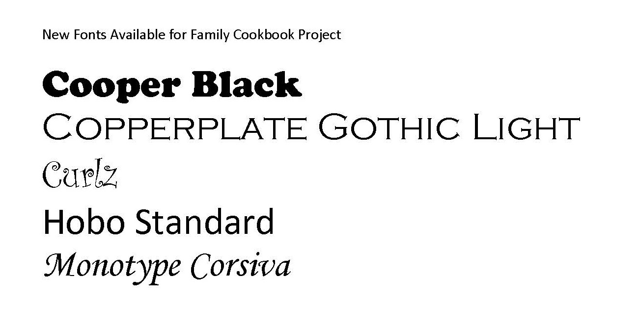 5 New Typefaces Available for Recipe Layouts The Family Cookbook Project