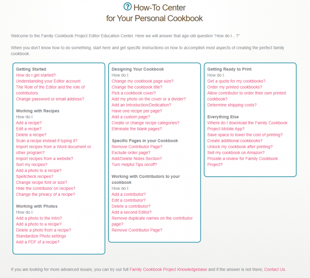 Family Cookbook Project Introduces New "How To" Center